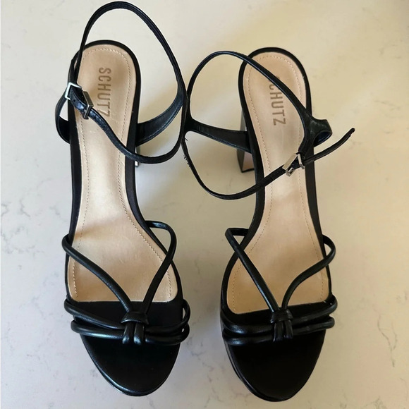 SCHUTZ Kelsie Platform Sandal in Black Size: 10.5 B - Picture 3 of 6